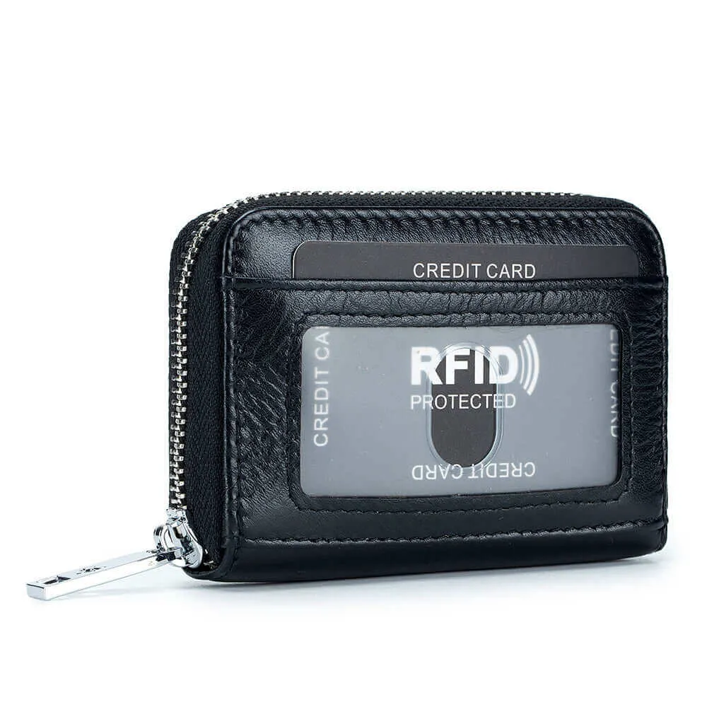 Transparent Window RFID Leather Card Holder Wallet