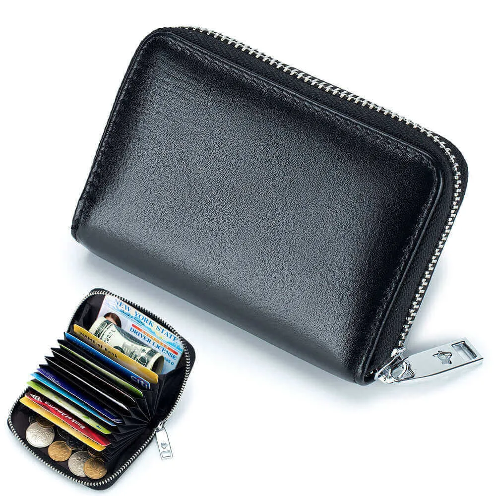 Transparent Window RFID Leather Card Holder Wallet