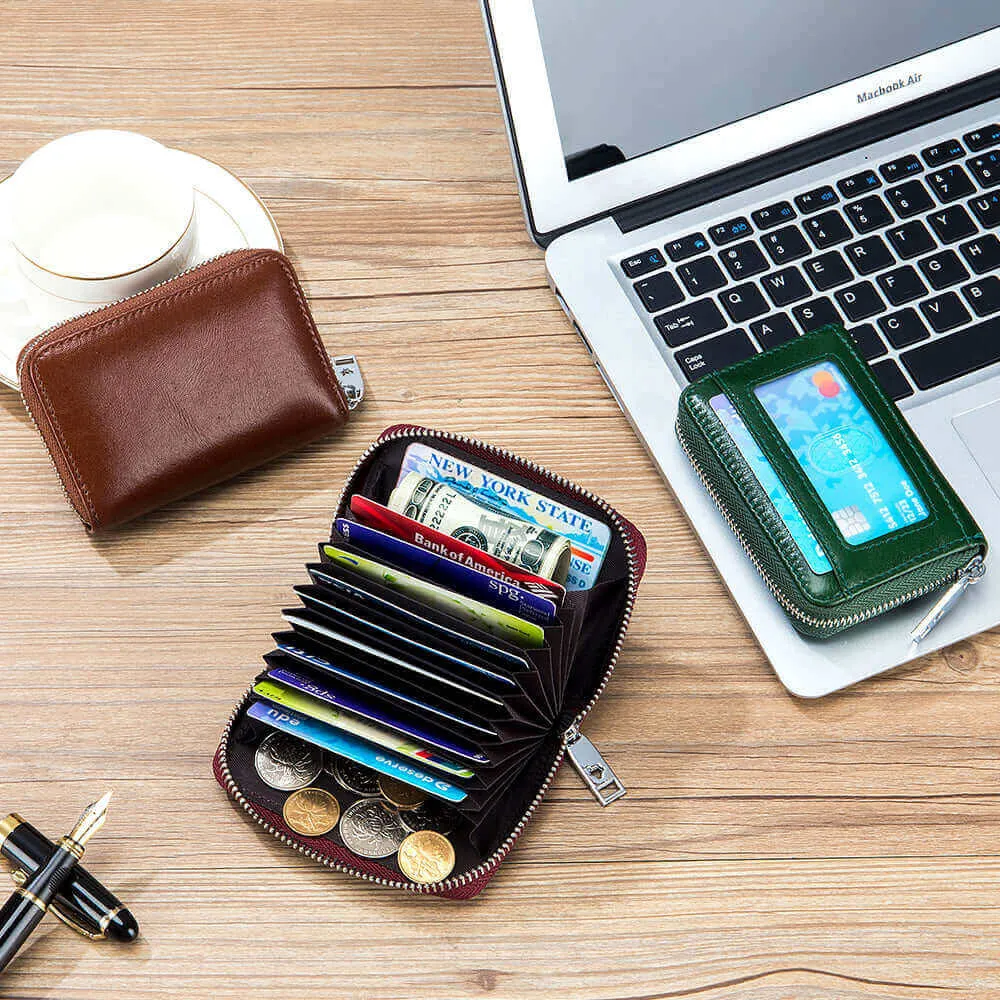 Transparent Window RFID Leather Card Holder Wallet