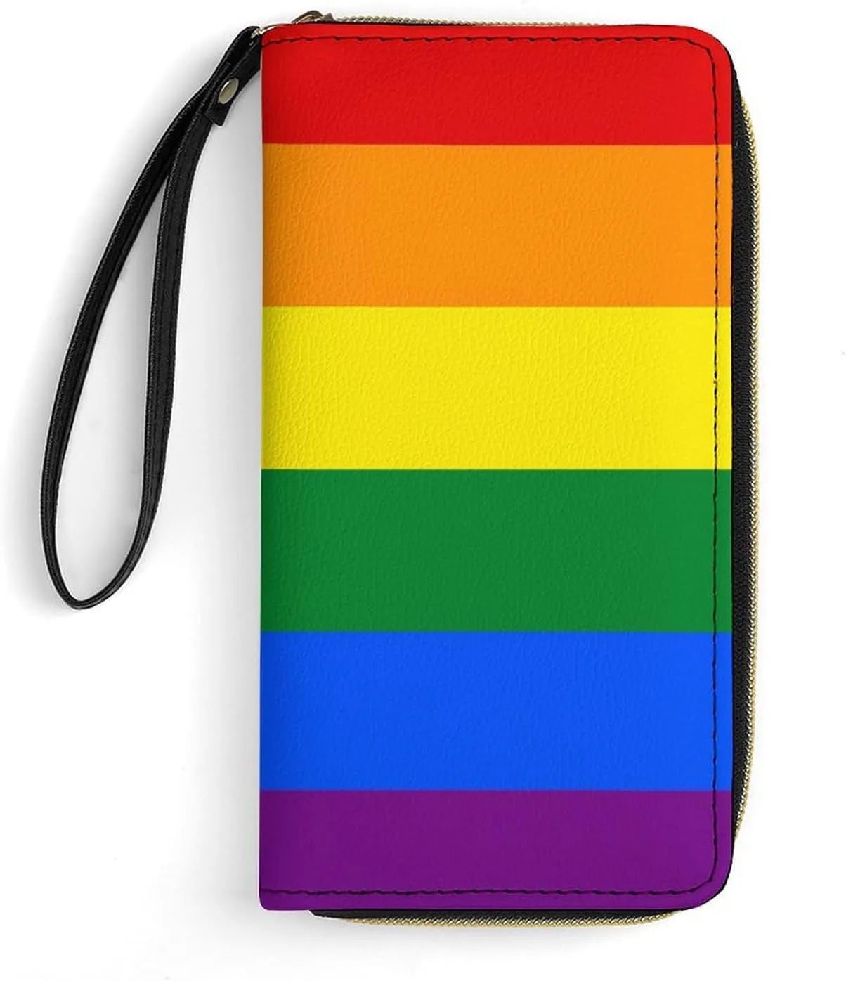 Travel Slim Wallet for Women, Large Capacity Credit Card Holder Rainbow Lgbt Pride Flag Stripes Purse Pu Leather Waterproof Long Wallet