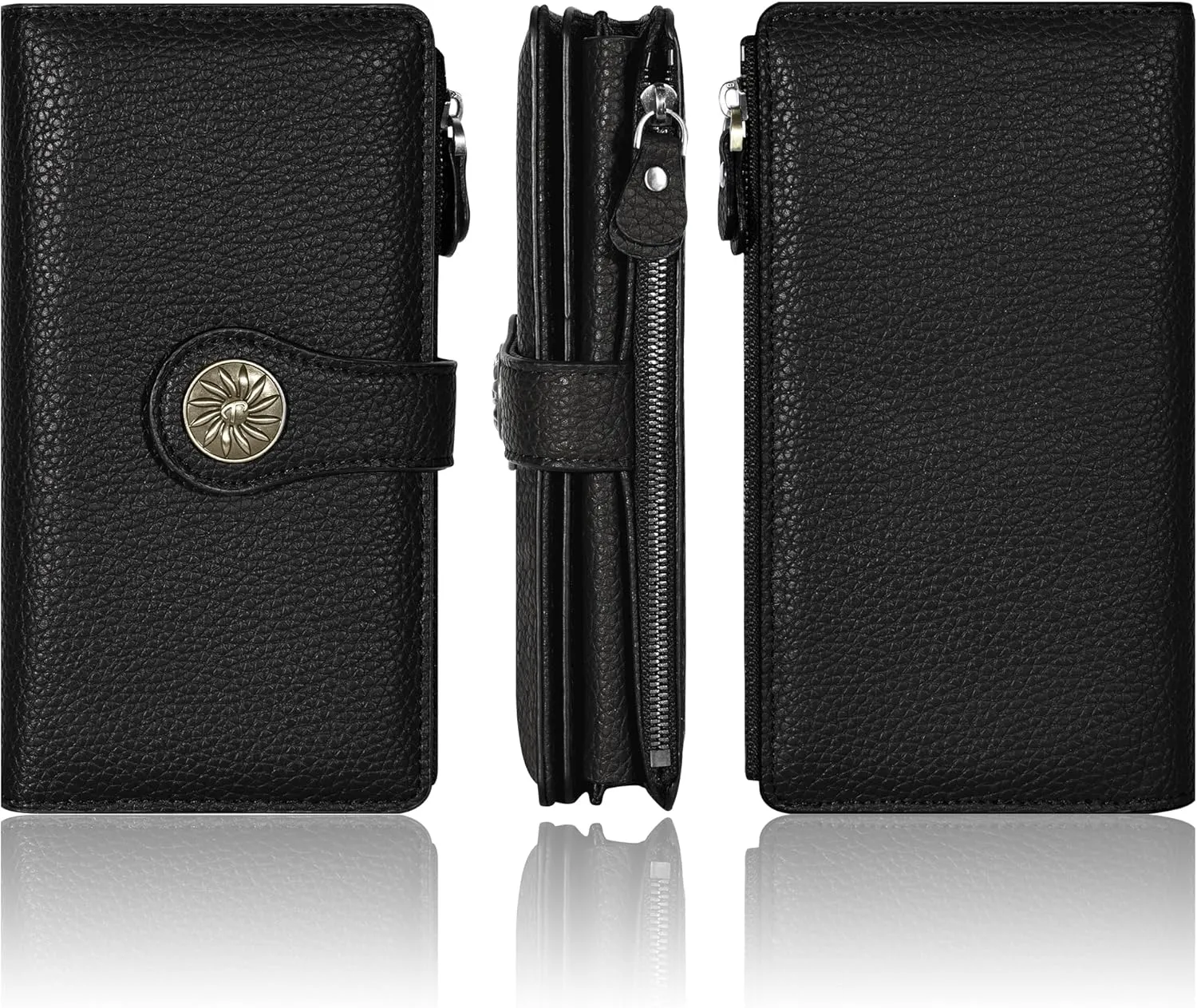 Travelambo Women's Wallet RFID Blocking Trifold Clutch Large Capacity Credit Card Holder Travel Purse
