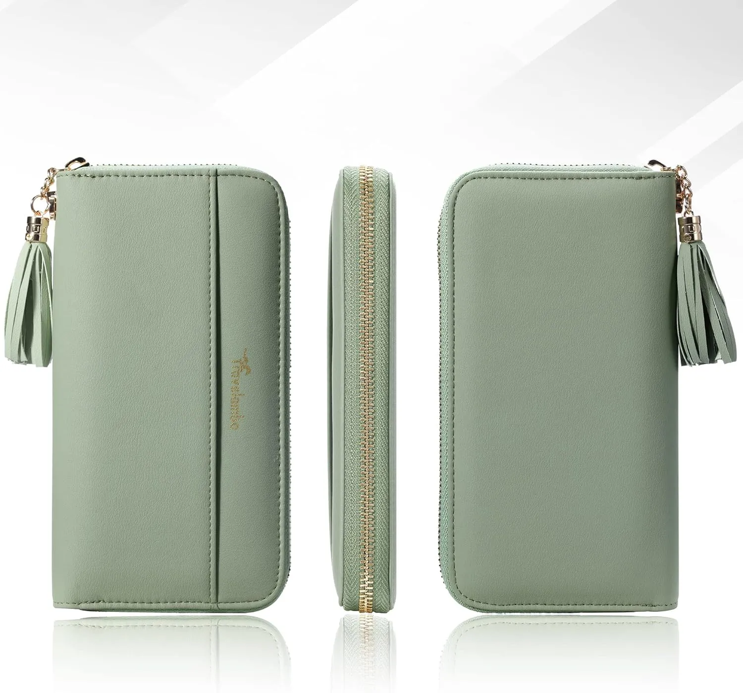 Travelambo Womens Wallet Tassel Bifold Ladies Cluth Wristlet Wrist strap Long Purse