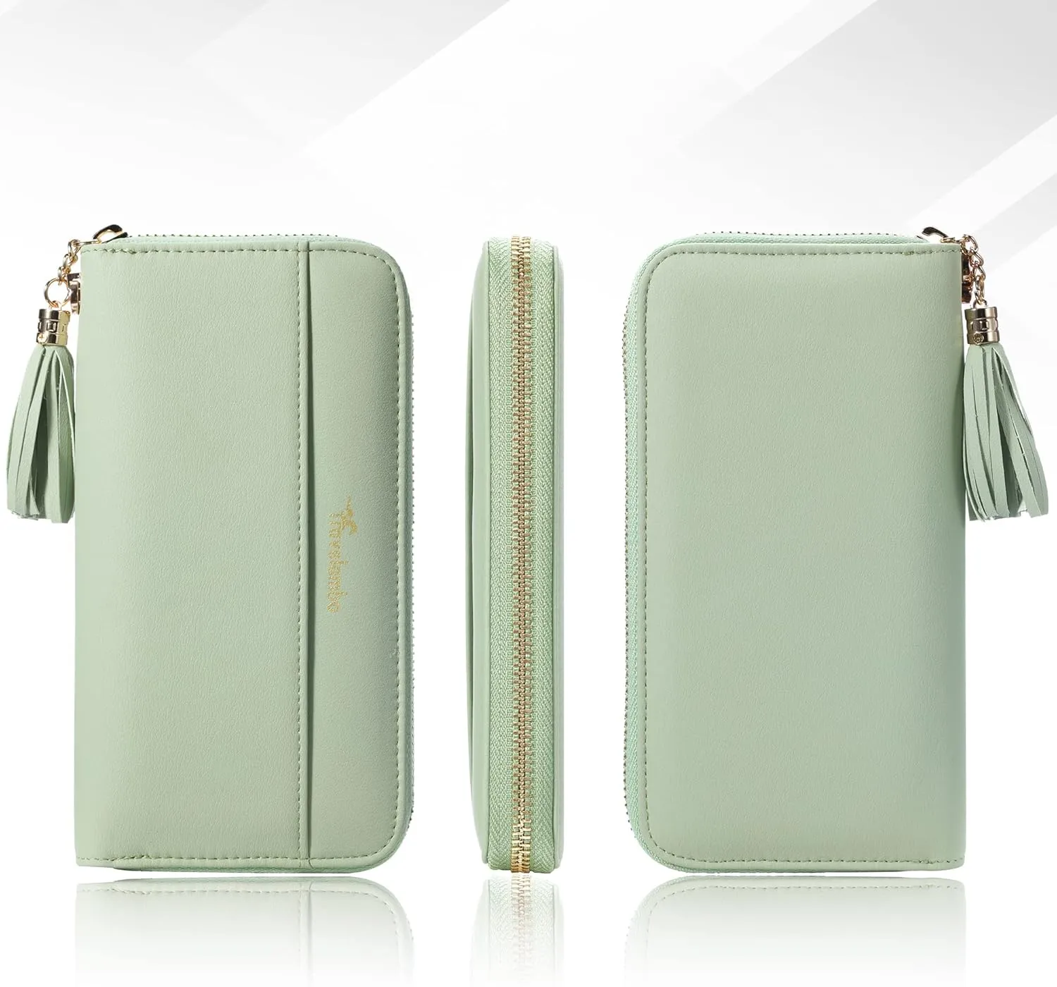 Travelambo Womens Wallet Tassel Bifold Ladies Cluth Wristlet Wrist strap Long Purse