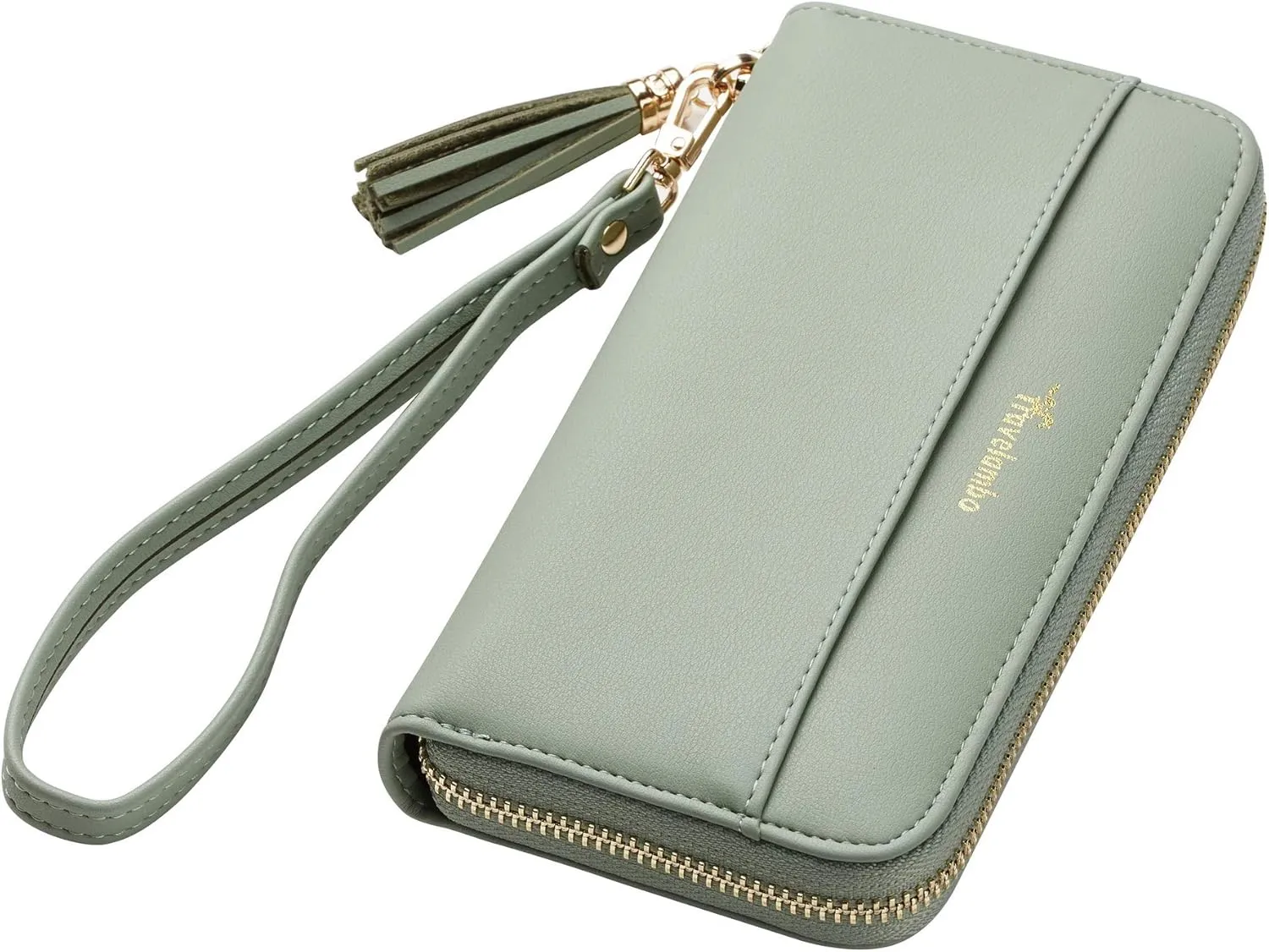 Travelambo Womens Wallet Tassel Bifold Ladies Cluth Wristlet Wrist strap Long Purse