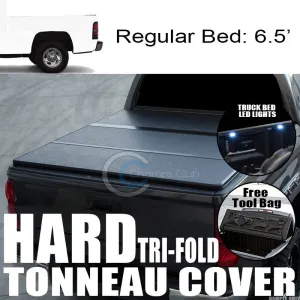 TRI-FOLD SOLID TONNEAU COVER 16X LED LIGHTS 94-02 DODGE RAM 6.5 FT 72" TRUCK BED
