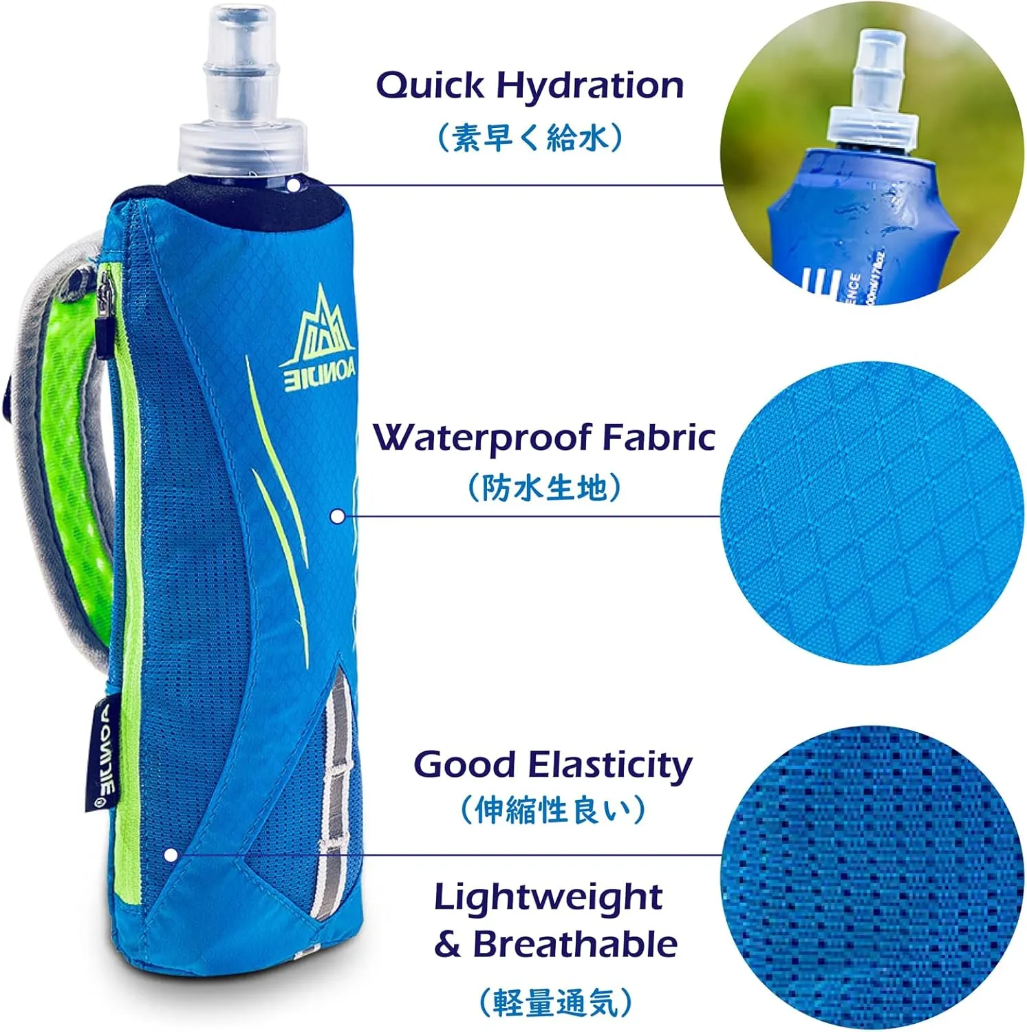 TRIWONDER Handheld Water Bottle for Running, Quick Grip Chill 17 oz Handheld Soft Water Bottle with Hand Strap Hydration Pack, BPA Sport Soft Flask (Black)
