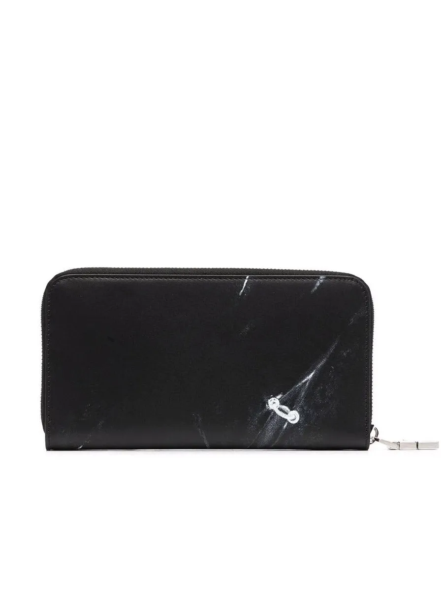 Trompe L'oeil Long Zipped Wallet in Leather