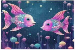 Two Colorful Fish 1000 Piece Puzzle for Adults,Children Learning Educational Decompressing Puzzles Game Toys Gift