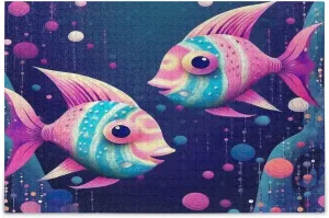 Two Colorful Fish 1000 Piece Puzzle for Adults,Children Learning Educational Decompressing Puzzles Game Toys Gift