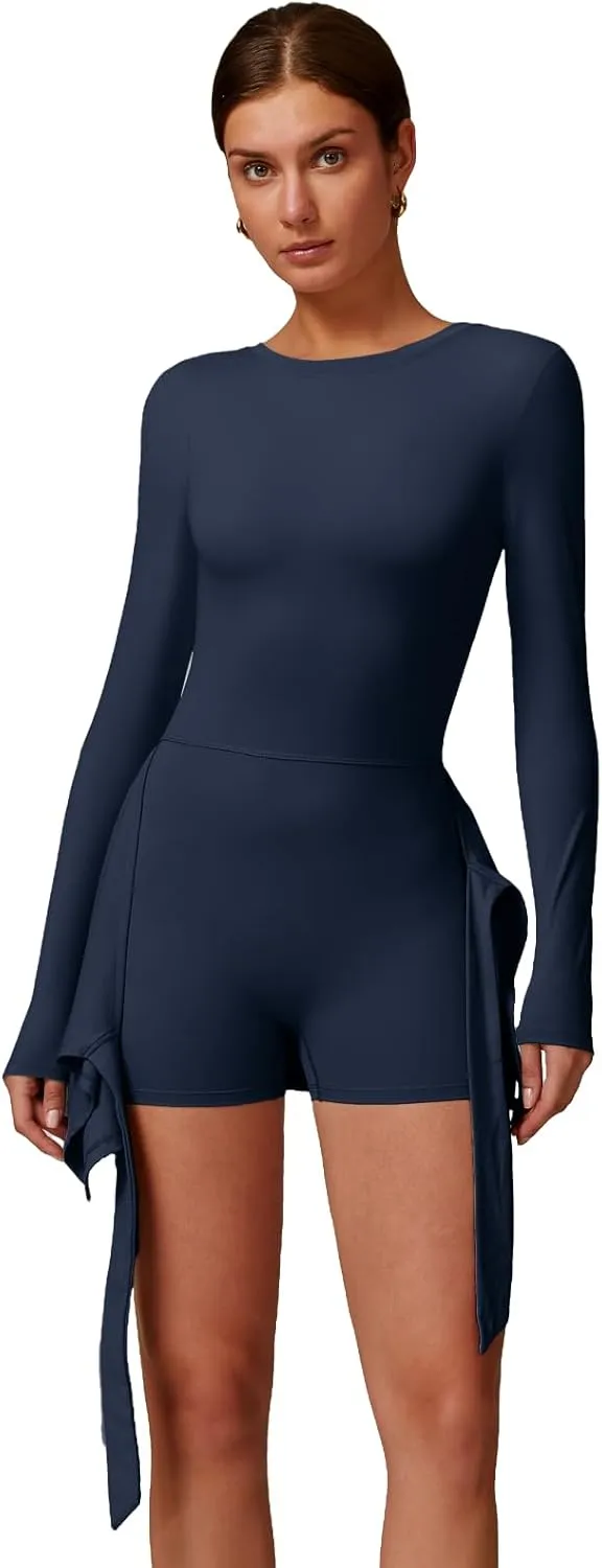 Two-in-One Mock Layered Sports Dress Workout Rompers Mini Tennis Dress Breathable Activewear