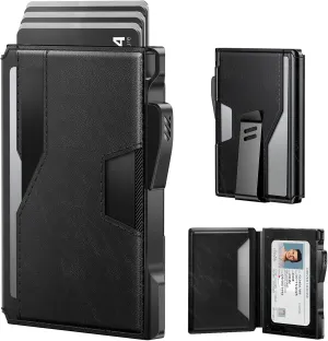 Typecase Smart Wallet for Men: Metal Rfid Blocking Card Case, Ultra-Slim Bifold Wallet, Magnetic Card Holder, 9-13 Cards Capacitiy, Smart Popup Wallet for Men with Money Clip, Wallet for Gifts - Black