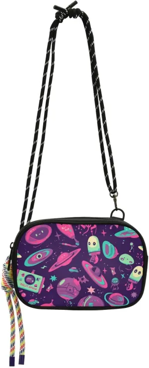 Ufo Aliens Rockets Cartoon Purple West Crossbody Purse for Womens Beauty with Adjustable Strap Casual Phone Chest Bag Take a walk bolsos de marca para mujer