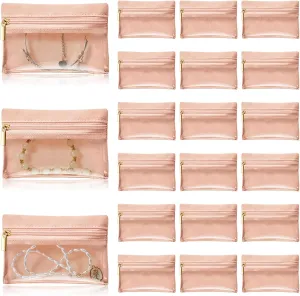 Uiifan 36 Pcs Travel Jewelry Bag Bulk Zipper Jewelry Pouch Flannel Portable Pocket Organizer for Necklace Earring Women Gift
