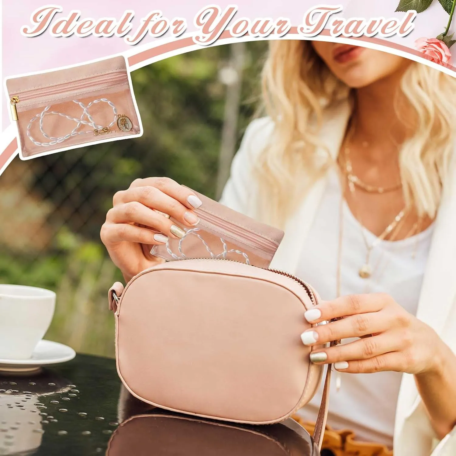Uiifan 36 Pcs Travel Jewelry Bag Bulk Zipper Jewelry Pouch Flannel Portable Pocket Organizer for Necklace Earring Women Gift