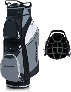 ULTIMATE Golf Cart Bag w/14 Way Top Dividers, Lightweight Golf Stand Bag w/Rain Hood & 7 Zippered Pockets Including a Cooler Pocket, Umbrella Holder, Shoulder Strap, Handles for Men & Women