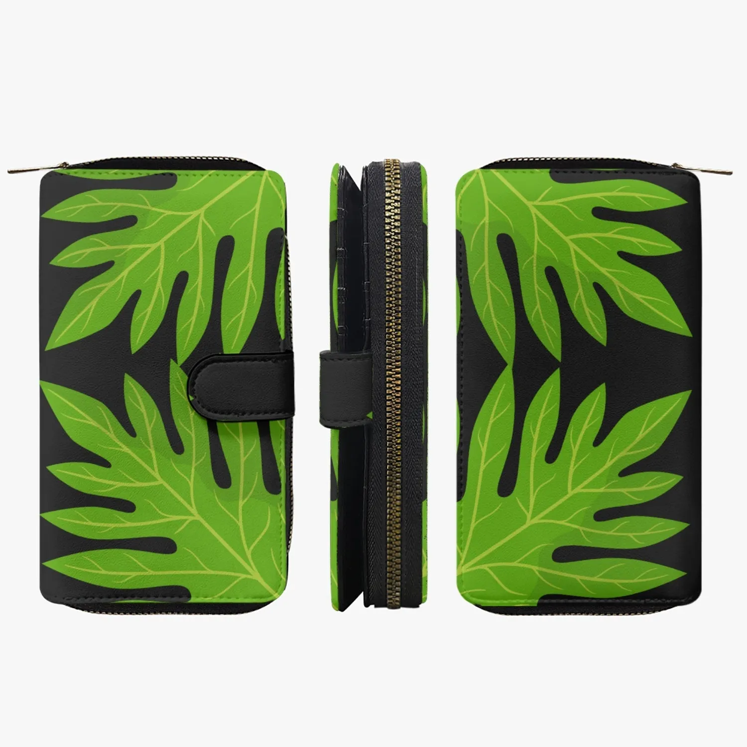 Ulu Leaves-Long Leather Wallet