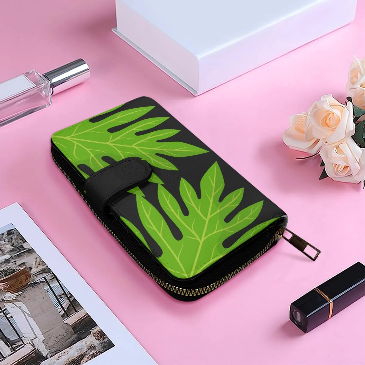 Ulu Leaves-Long Leather Wallet
