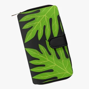 Ulu Leaves-Long Leather Wallet