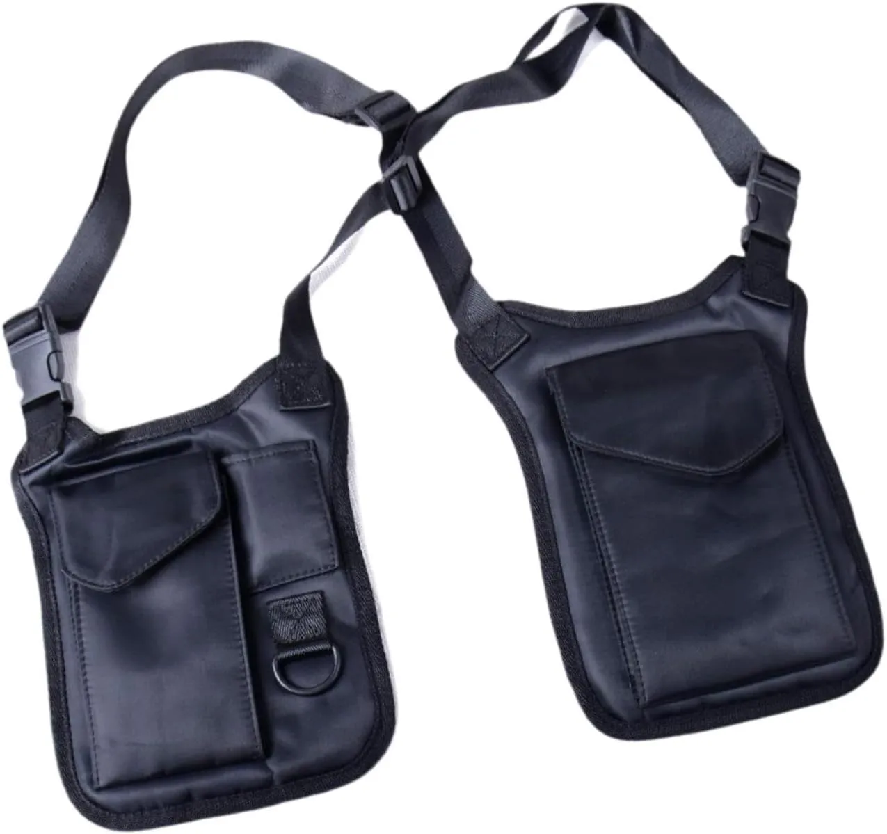 Underarm Shoulder Bag Double Shoulder Pouch Anti Thief Portable Concealed Pack Pocket for Hiking Outdoor Sports Party Black