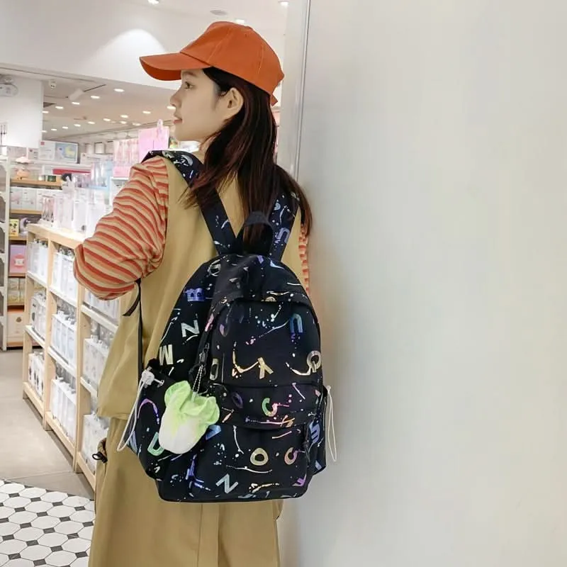 Unisex Lightweight Printed School Backpack – Trendy Bag with Wide Straps