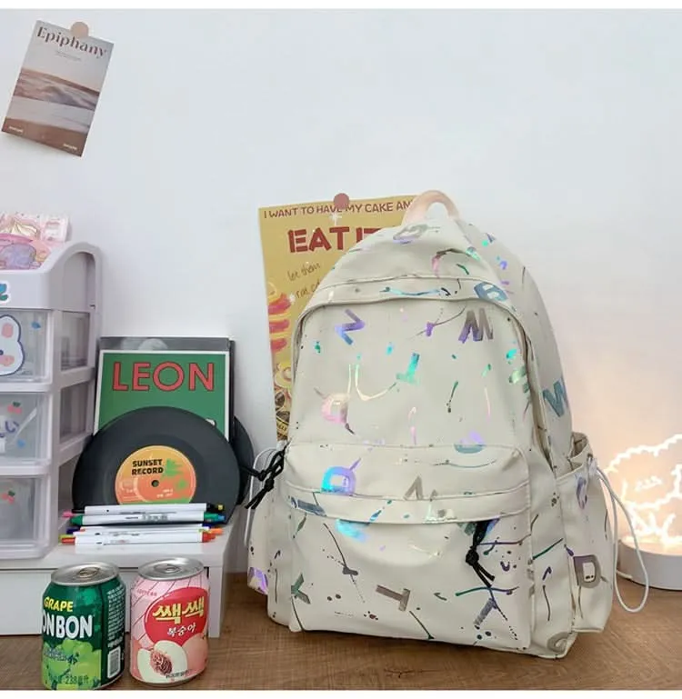 Unisex Lightweight Printed School Backpack – Trendy Bag with Wide Straps