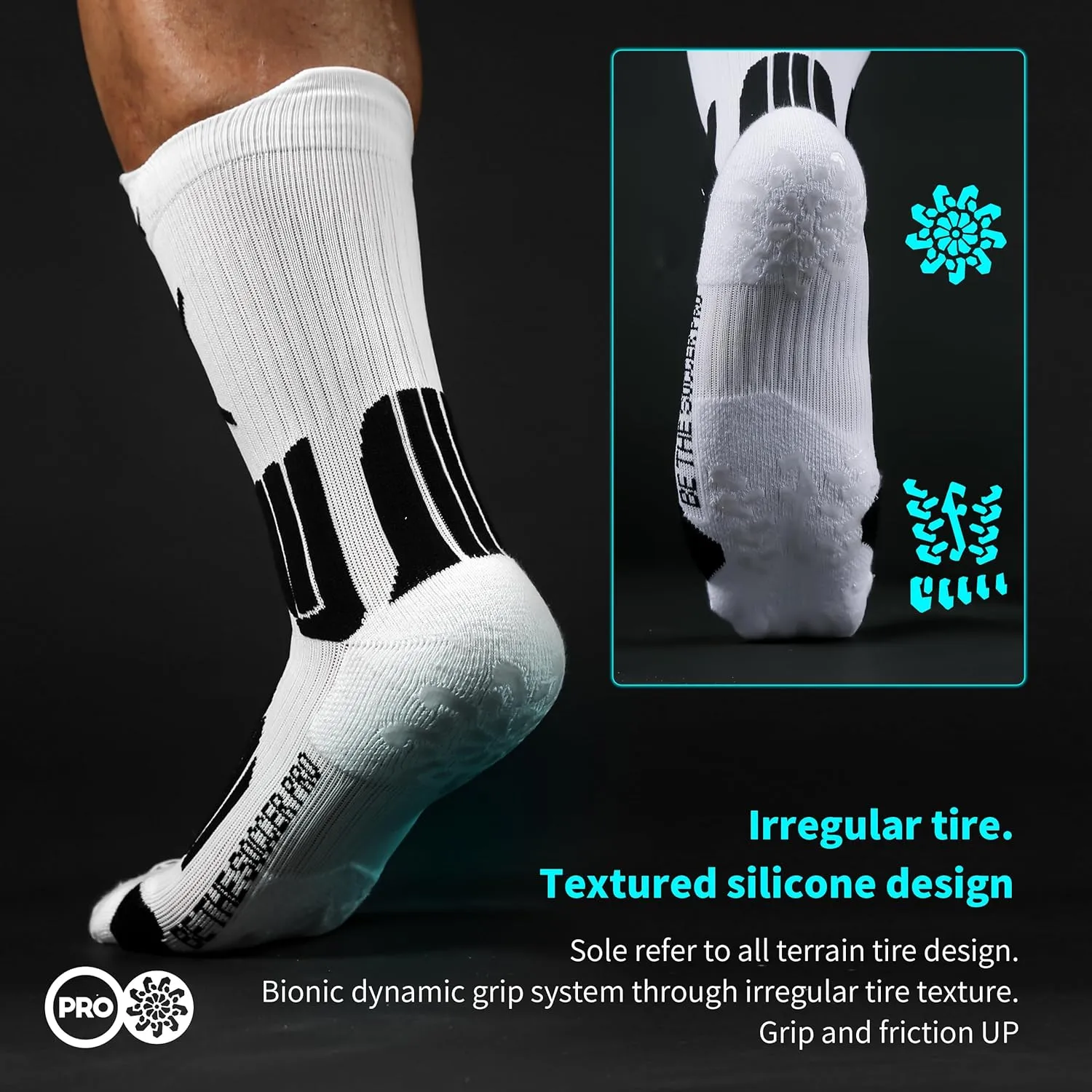 Unisex PRO Grip Socks Soccer,Tire Nonslip Silicone Soccer Grip Socks,Comfy and Soft Bootsmate(US Men's size 7 to10