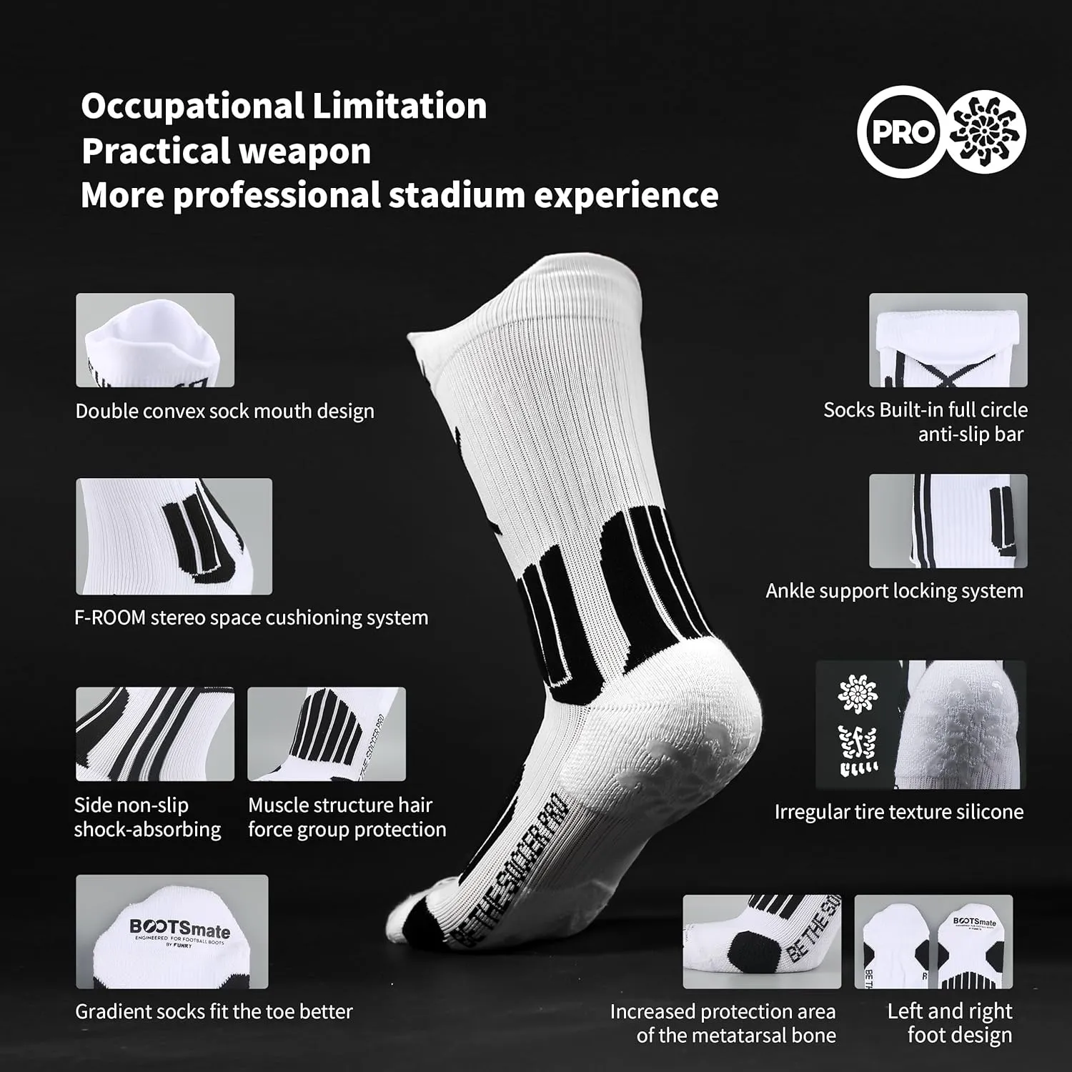 Unisex PRO Grip Socks Soccer,Tire Nonslip Silicone Soccer Grip Socks,Comfy and Soft Bootsmate(US Men's size 7 to10