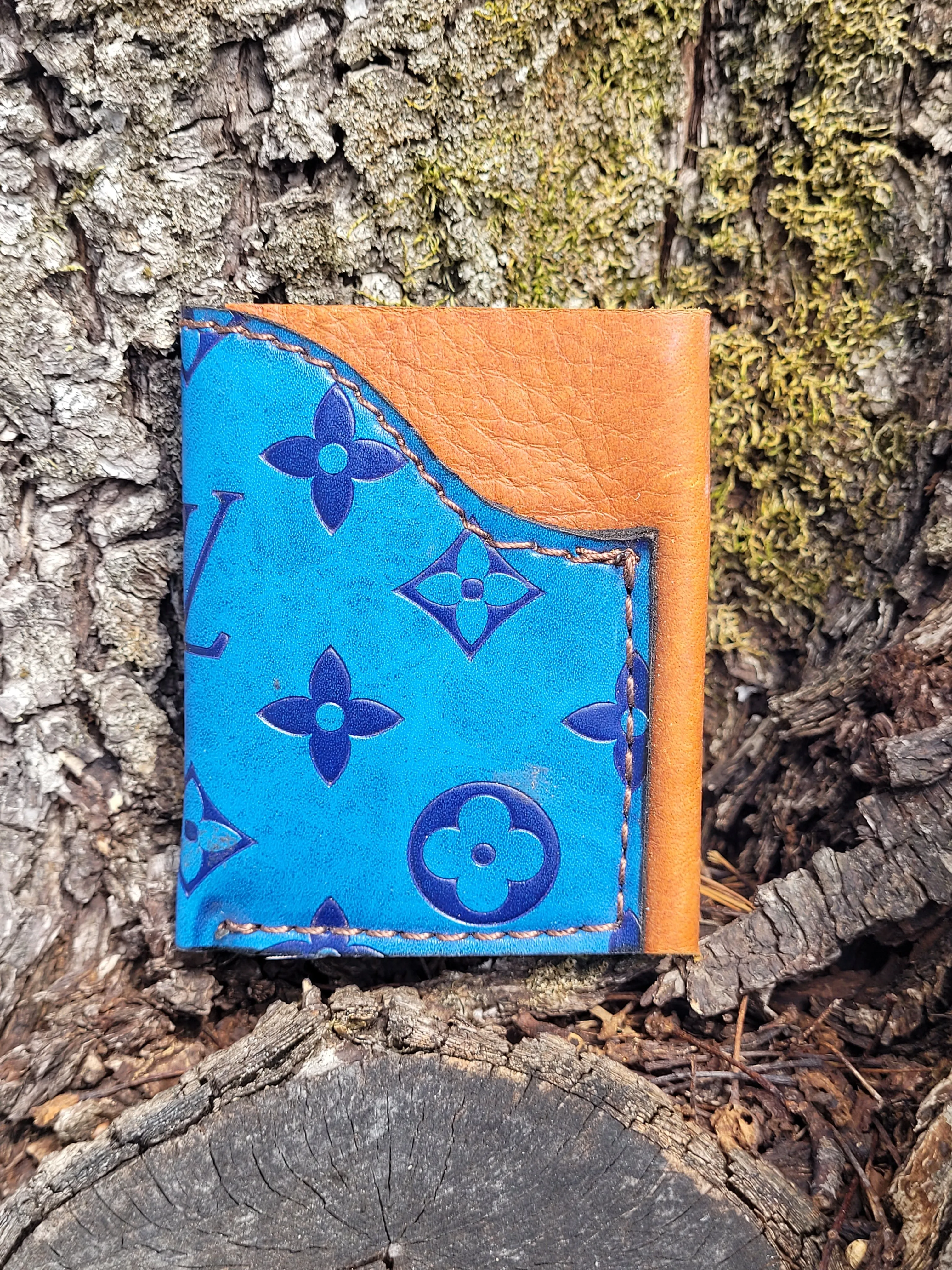 Upcycled OG Two Toned Blue Minimalist Wallet