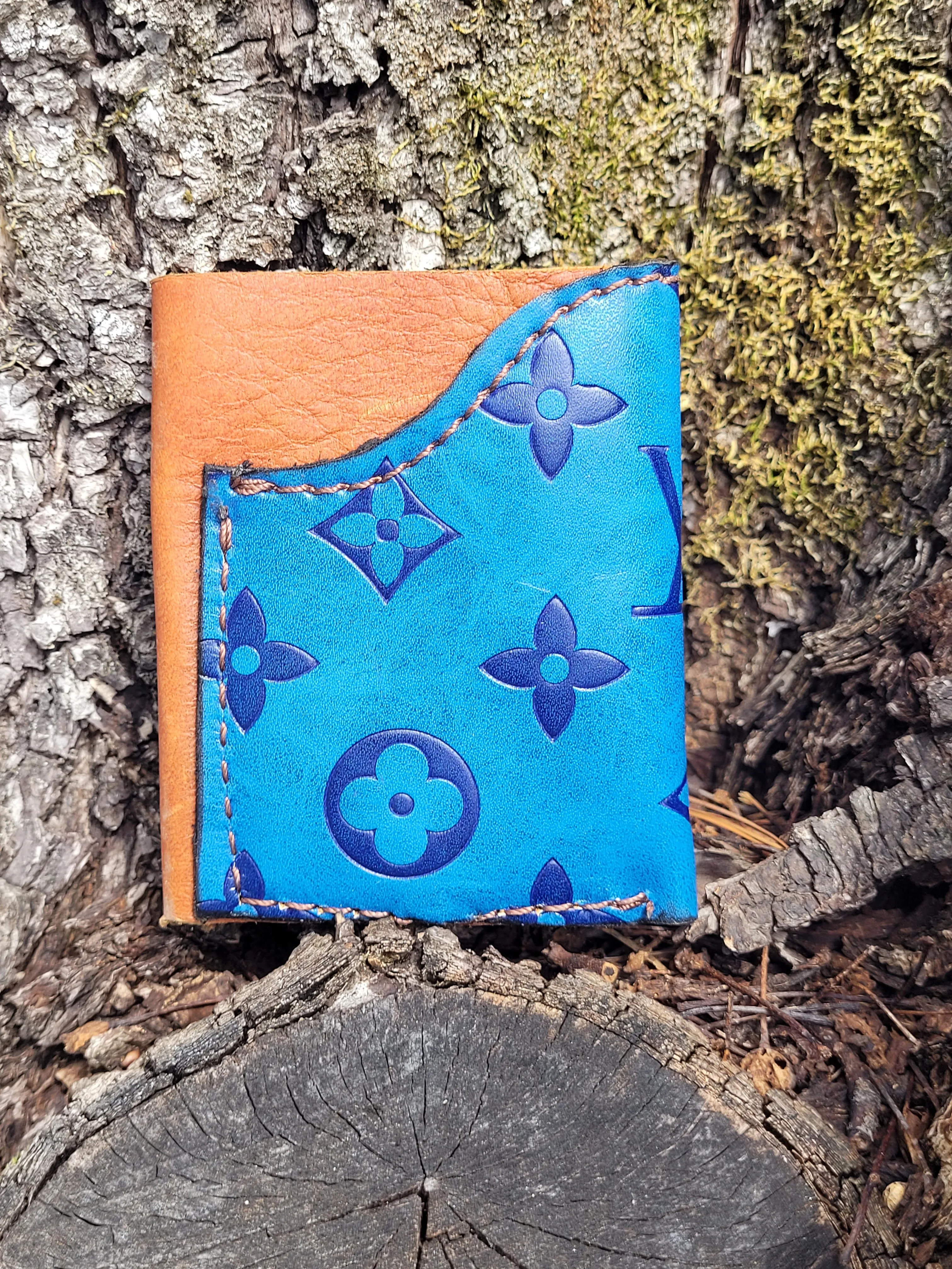 Upcycled OG Two Toned Blue Minimalist Wallet
