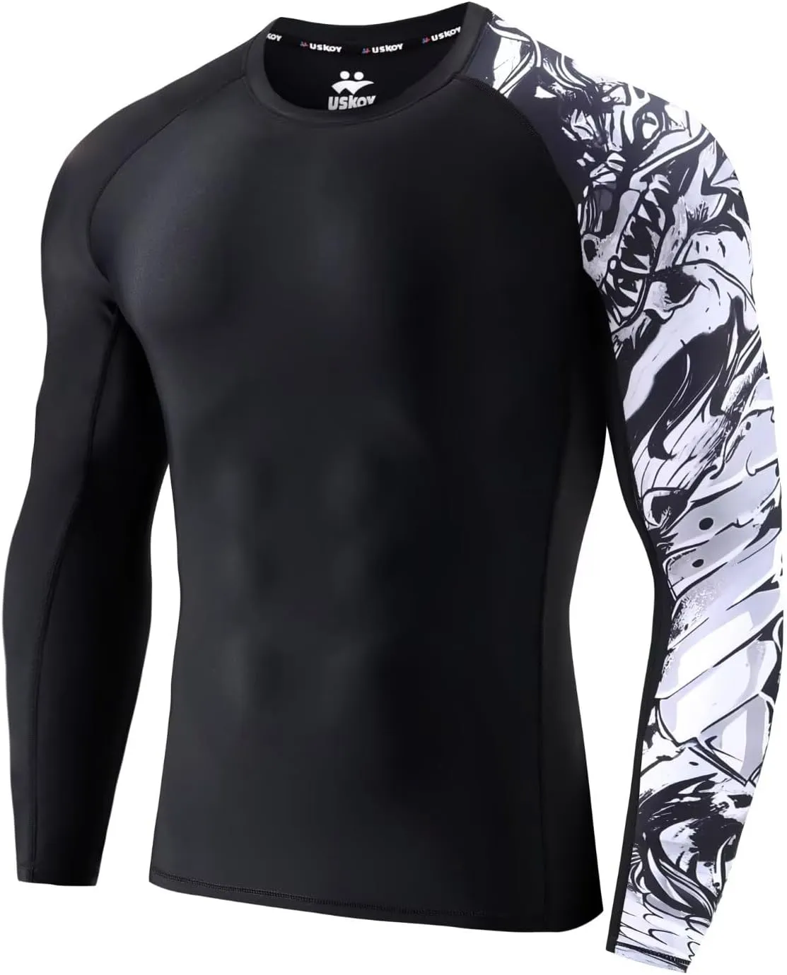 UPF 50  Men's Long Sleeve Rash Guard Compression Shirt Athletic Baselayer