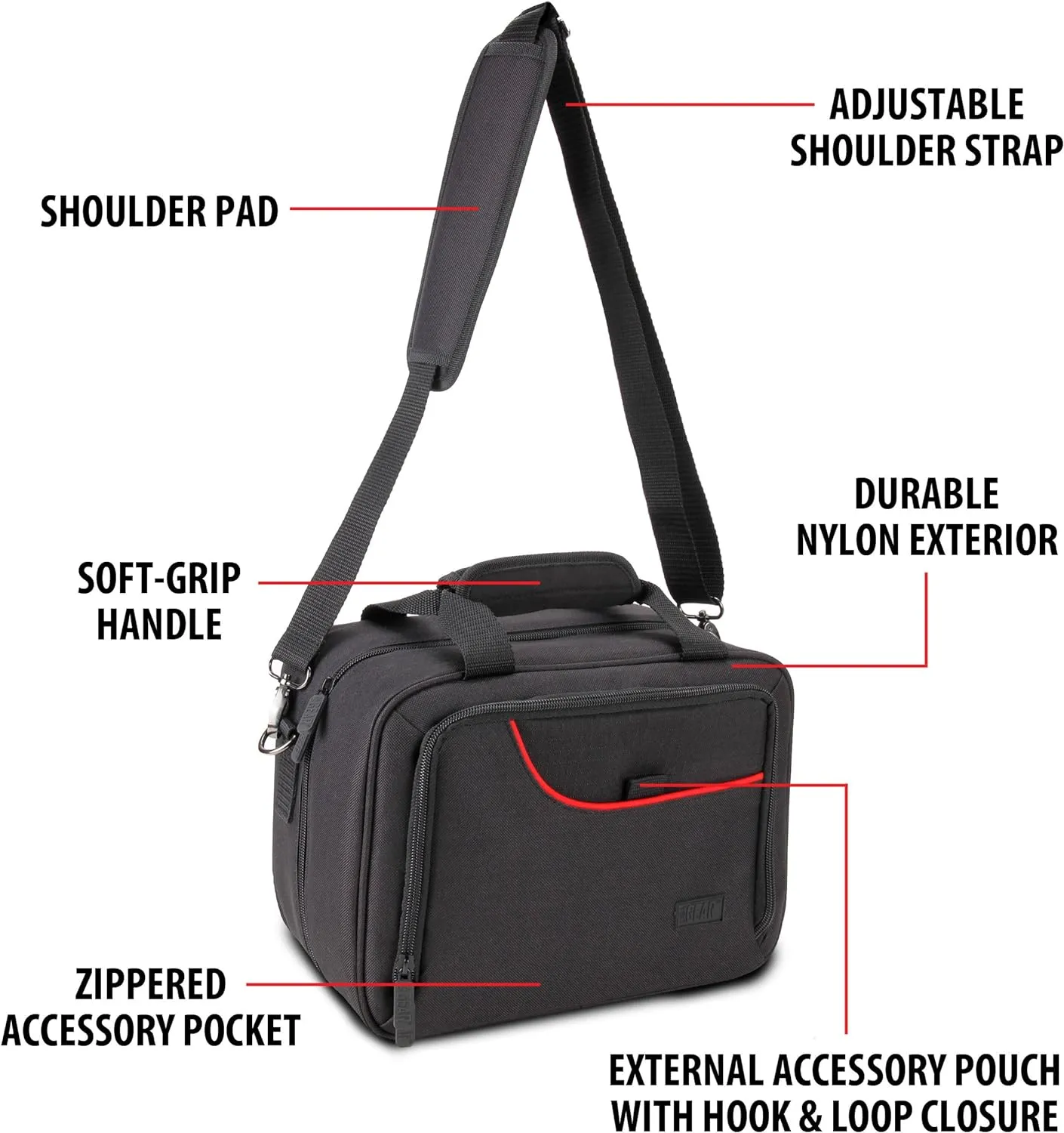 USA Gear Card Deck Storage Bag Compatible with TCG and CCG Card Games - Card Protector Bag with Padded Shoulder Strap, Customizable Interior, Weather Resistant - Fits Boxes and Loose Cards - Red