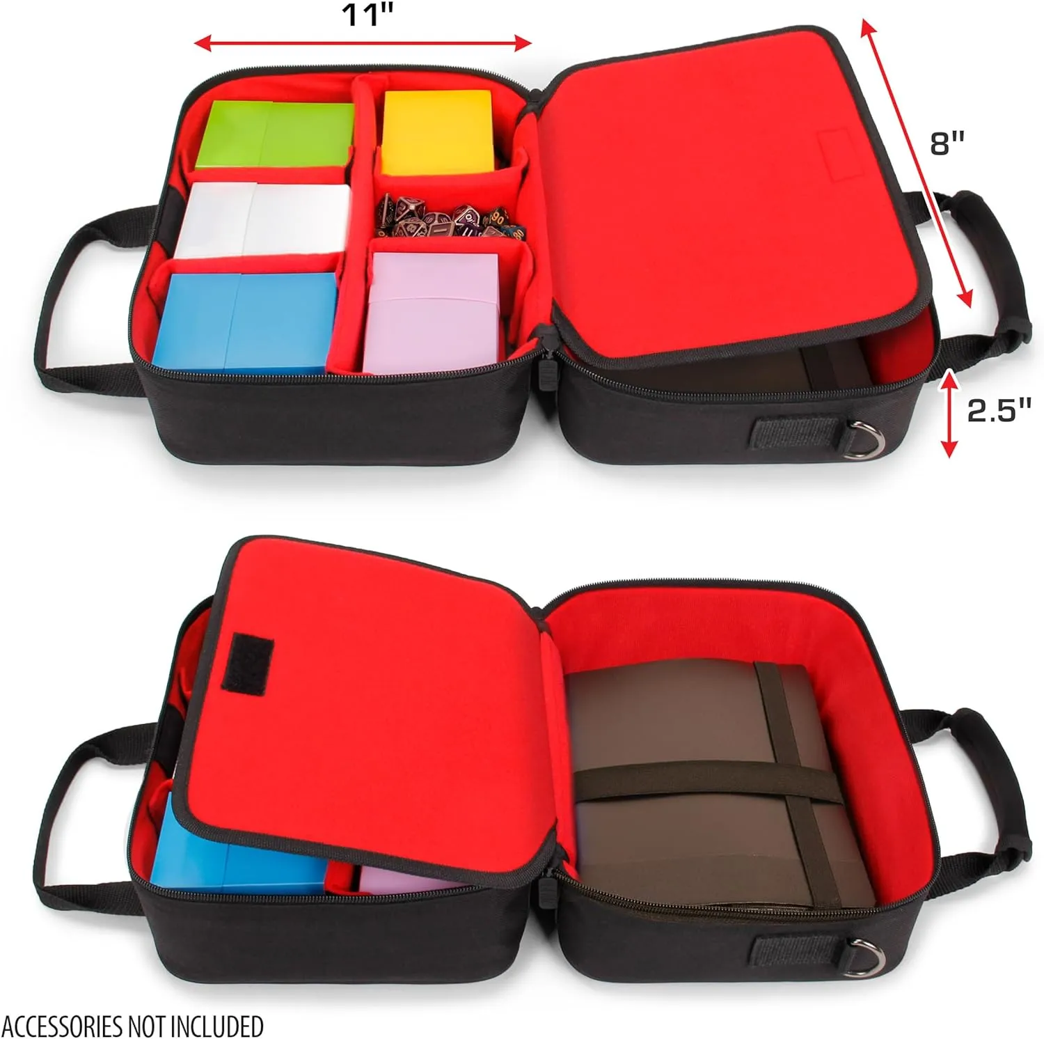 USA Gear Card Deck Storage Bag Compatible with TCG and CCG Card Games - Card Protector Bag with Padded Shoulder Strap, Customizable Interior, Weather Resistant - Fits Boxes and Loose Cards - Red