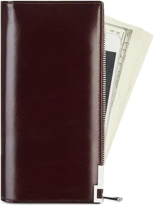 VANNANBA Long Wallet Men Leather,RFID Blocking Oil Leather Zipper Wallet for Men Clutch Bag,with Gift Box
