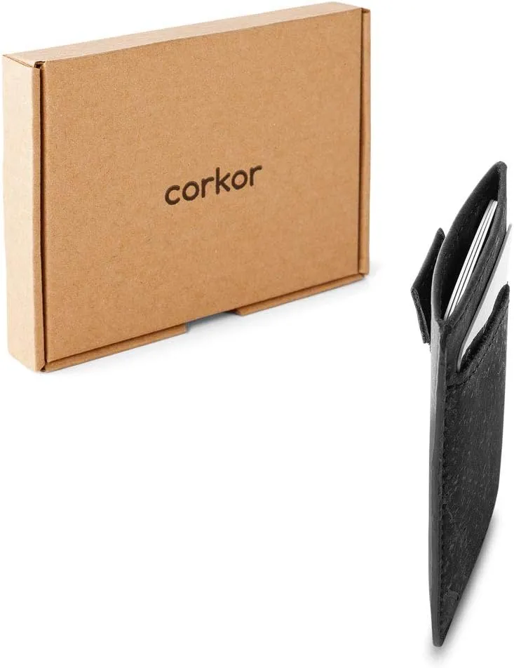 Vegan Front Pocket Wallet Men Minimalist Slim Cards Eco Durable Cork