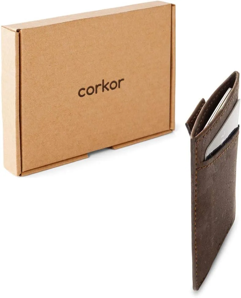 Vegan Front Pocket Wallet Men Minimalist Slim Cards Eco Durable Cork