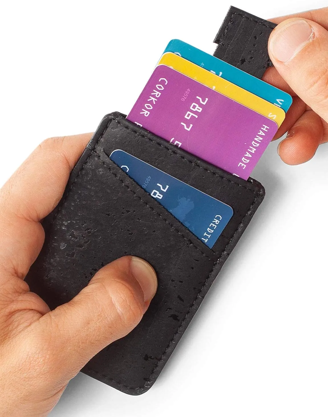 Vegan Front Pocket Wallet Men Minimalist Slim Cards Eco Durable Cork