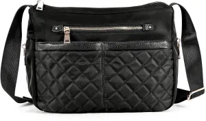 VGOAL Diamond-Shaped Single-Shoulder Bag, Nylon Fabric Cowhide Women's Bag, Versatile Commuting Square Crossbody Bag