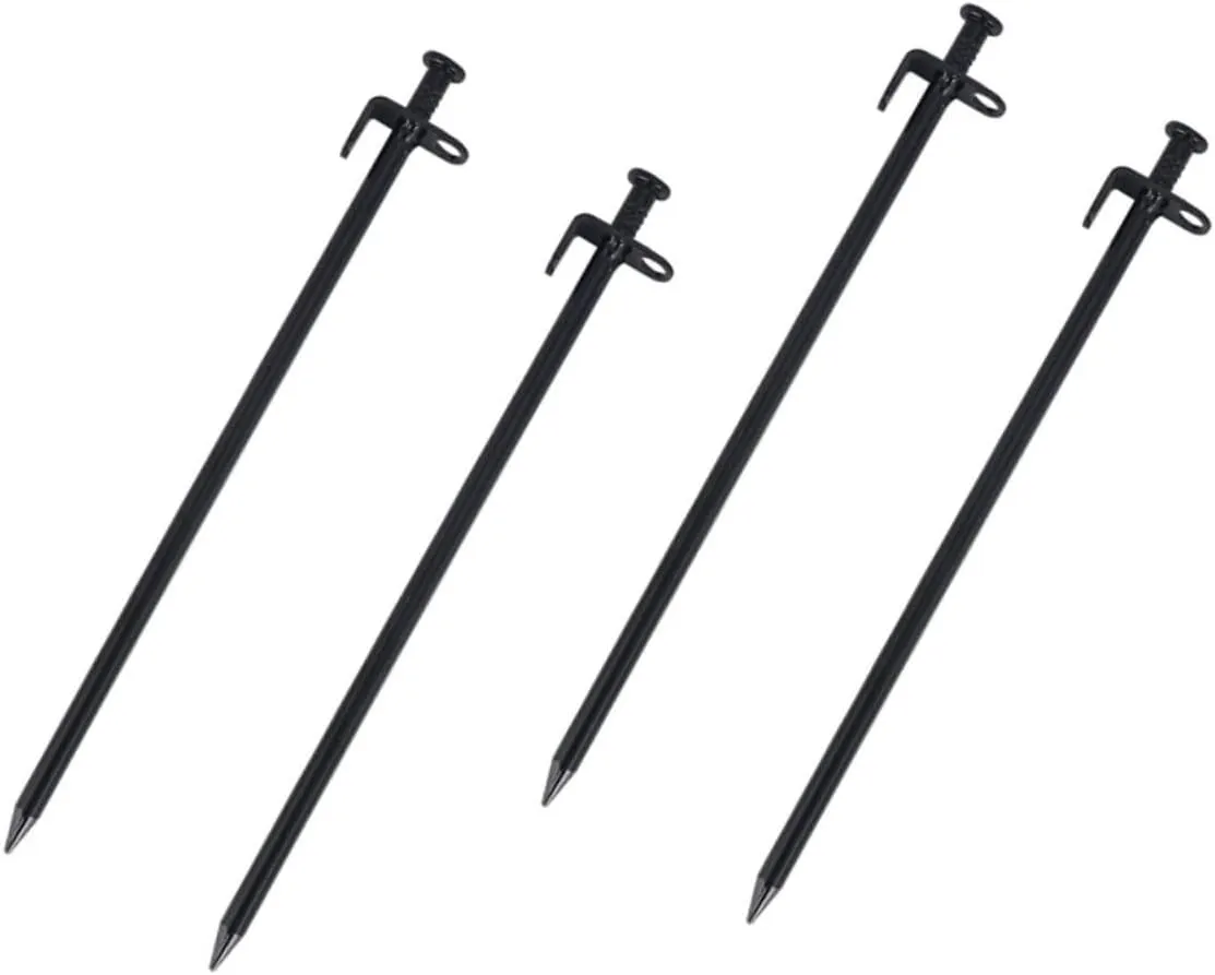 VICASKY 4pcs Steel Tent Stakes for Outdoor Camping Heavy Duty Family Tent Pegs for Easy to Use Design Portable and Reusable Camping Accessories