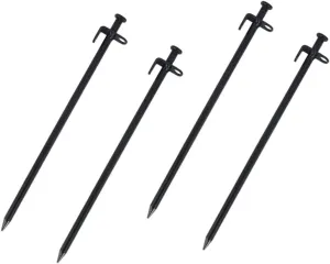 VICASKY 4pcs Steel Tent Stakes for Outdoor Camping Heavy Duty Family Tent Pegs for Easy to Use Design Portable and Reusable Camping Accessories