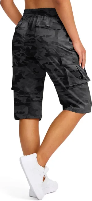 Viodia 15" Long Shorts for Women Hiking Cargo Bermuda Shorts Lightweight Knee Length Capris for Summer Travel Fishing