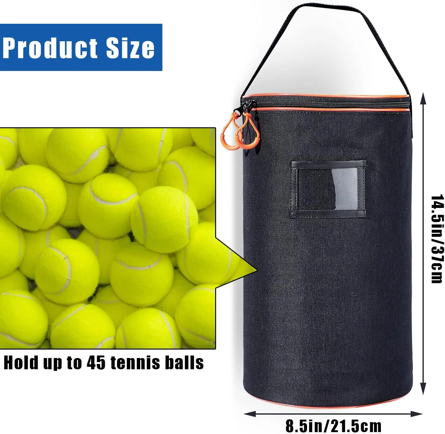 VISEMAN Portable Tennis Ball Basket for Training, Carrying and Storage