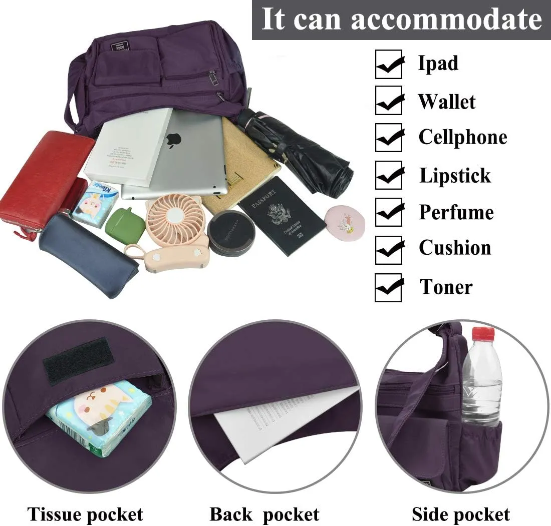VOLGANIK ROCK Crossbody Bags for Women RFID Lightweight Travel Shoulder Bag Waterproof Nylon purses and handbags Pocketbook