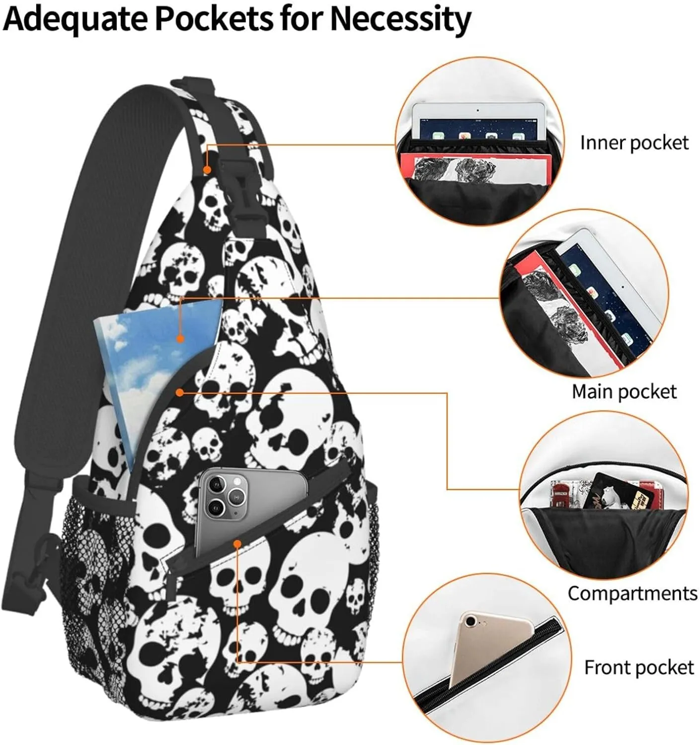 VOOHDDY Sling Bag For Women Men Travel Hiking Backpack Crossbody Shoulder Chest Bags Casual Daypack Sport