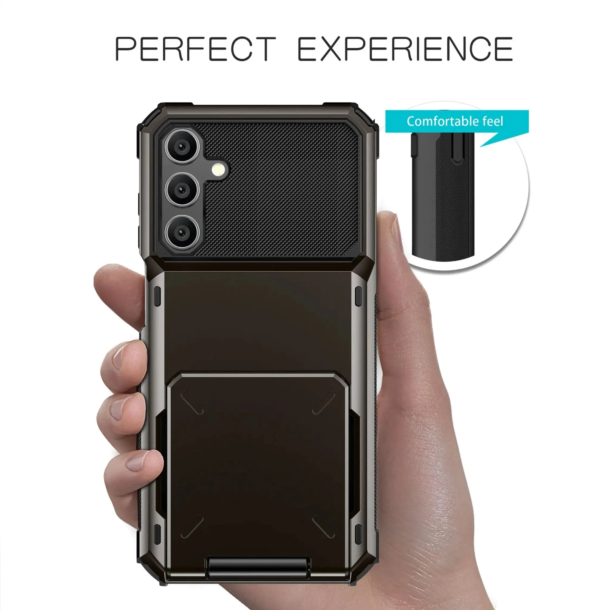 Wallet 4-Card Holder Phone Case | Galaxy A55 A35 A25 | Dual Layer Heavy Duty Shockproof