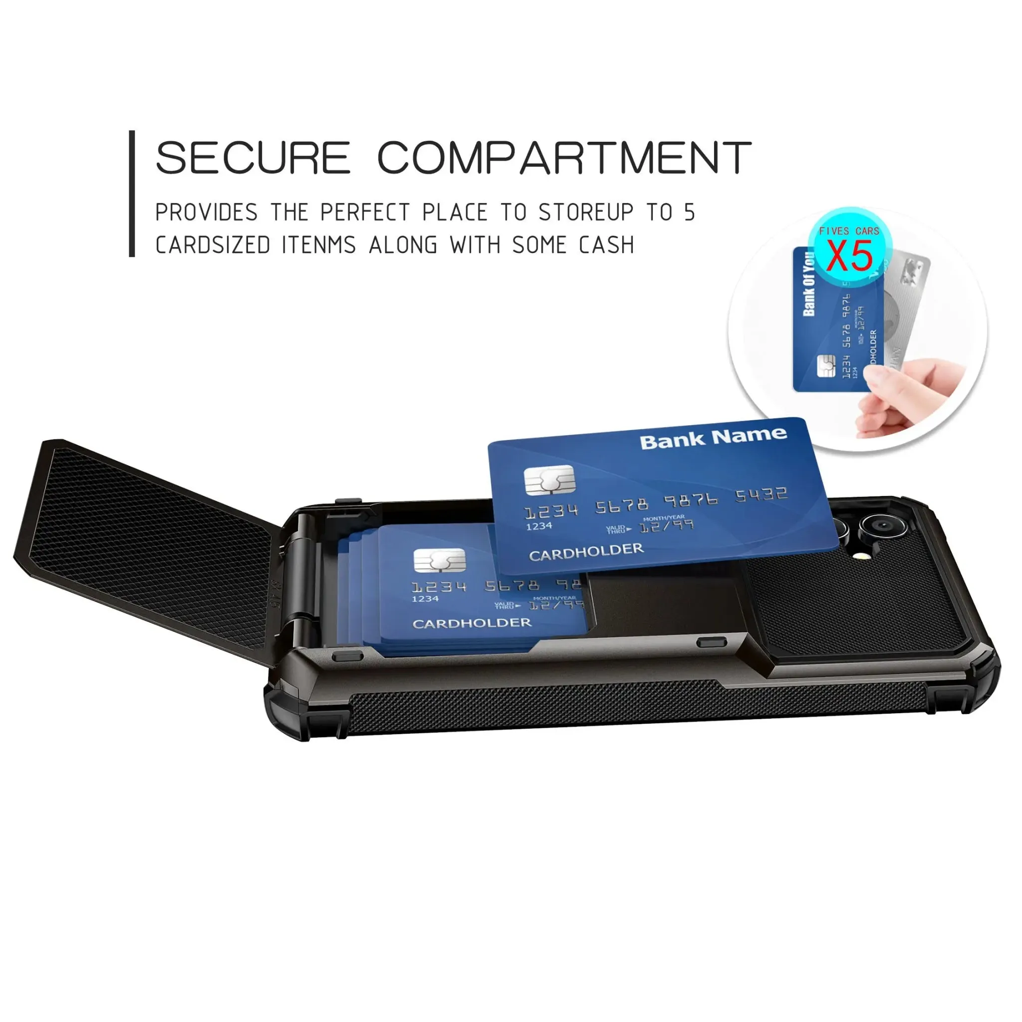 Wallet 4-Card Holder Phone Case | Galaxy A55 A35 A25 | Dual Layer Heavy Duty Shockproof