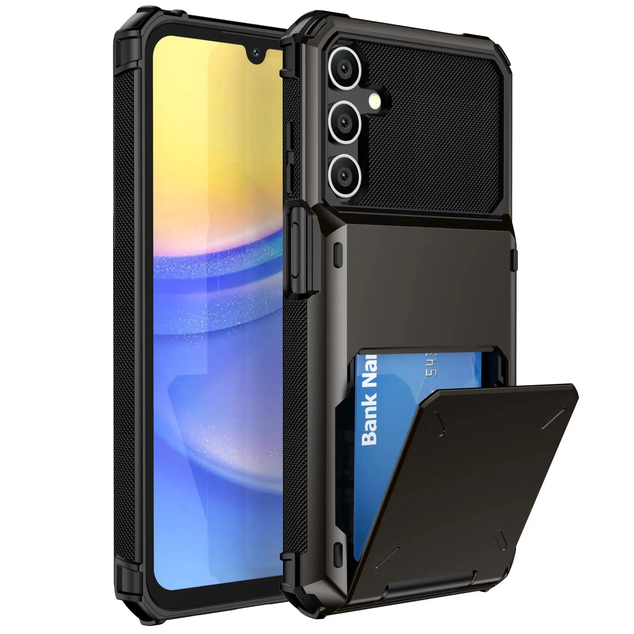 Wallet 4-Card Holder Phone Case | Galaxy A55 A35 A25 | Dual Layer Heavy Duty Shockproof