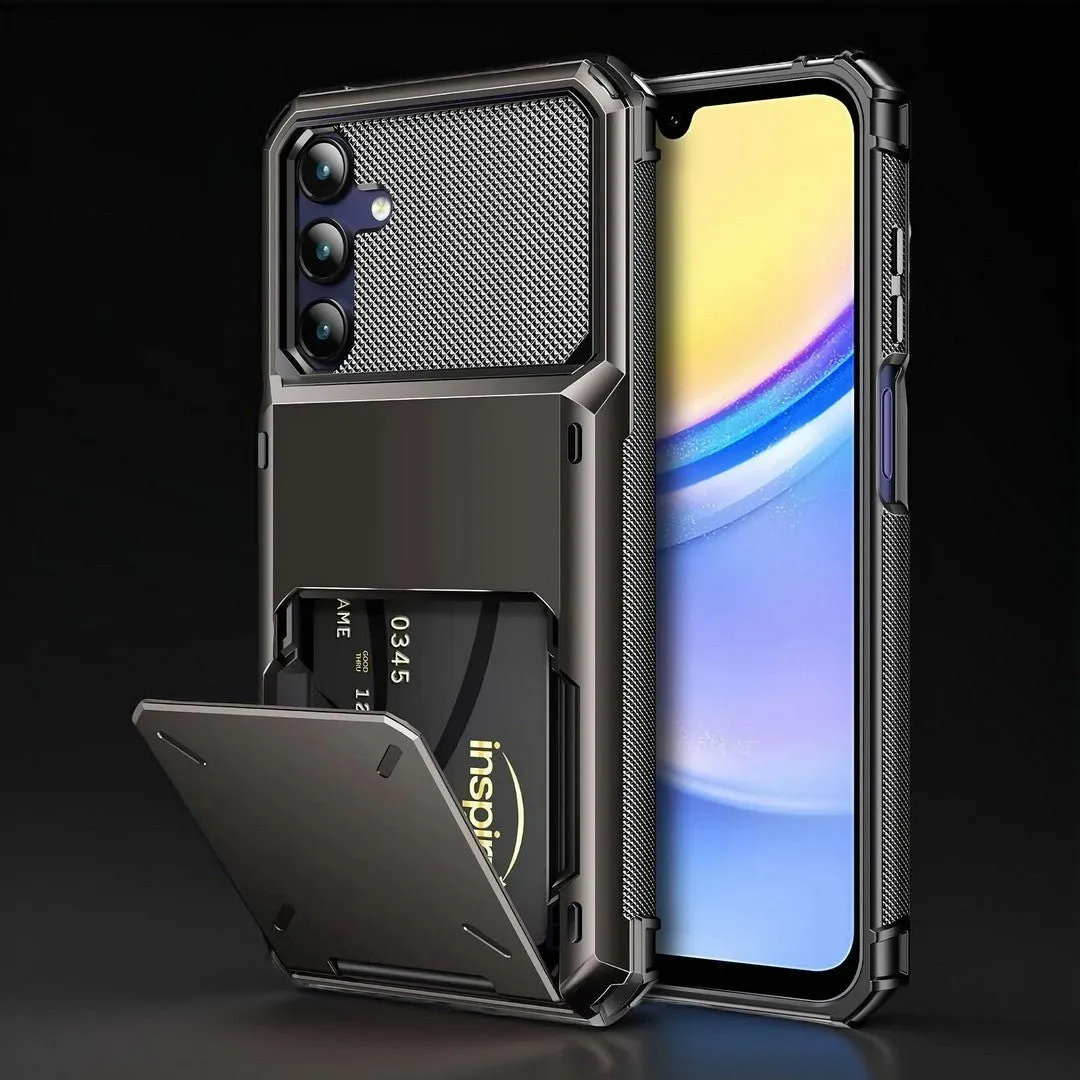 Wallet 4-Card Holder Phone Case | Galaxy A55 A35 A25 | Dual Layer Heavy Duty Shockproof