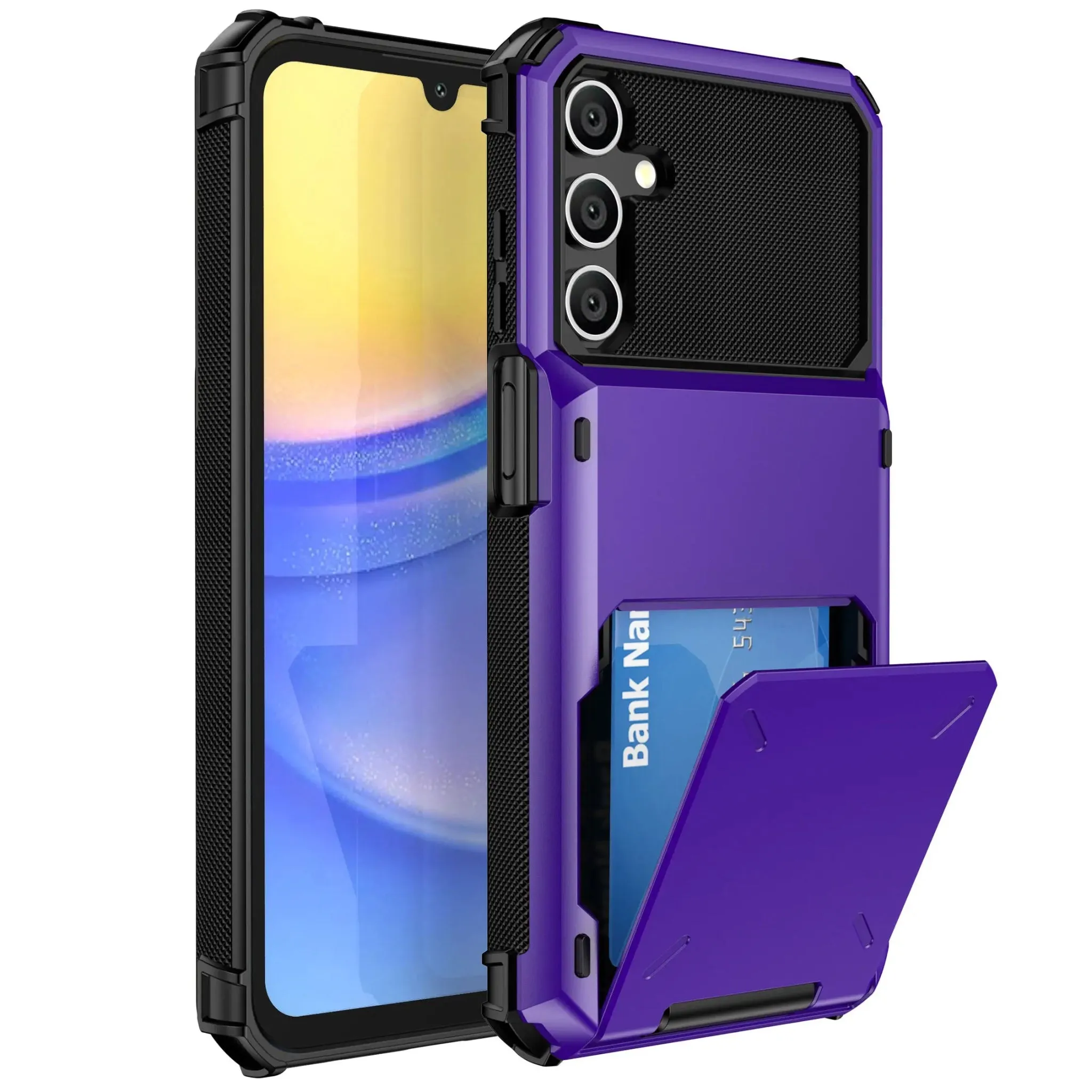Wallet 4-Card Holder Phone Case | Galaxy A55 A35 A25 | Dual Layer Heavy Duty Shockproof