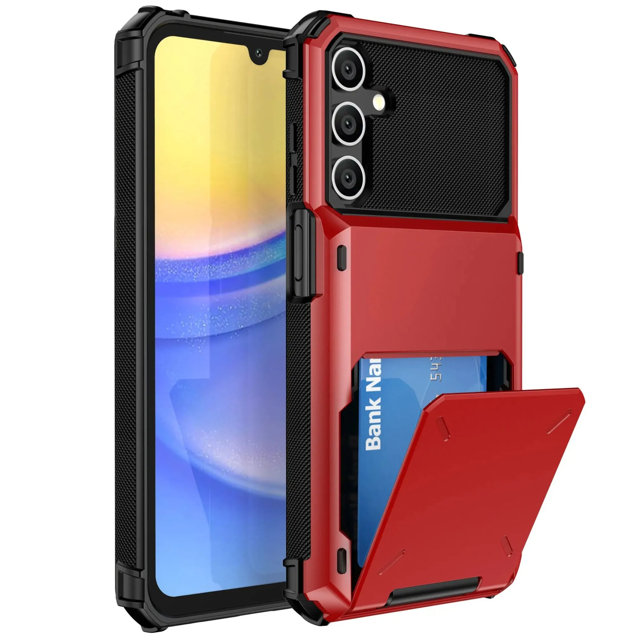 Wallet 4-Card Holder Phone Case | Galaxy A55 A35 A25 | Dual Layer Heavy Duty Shockproof