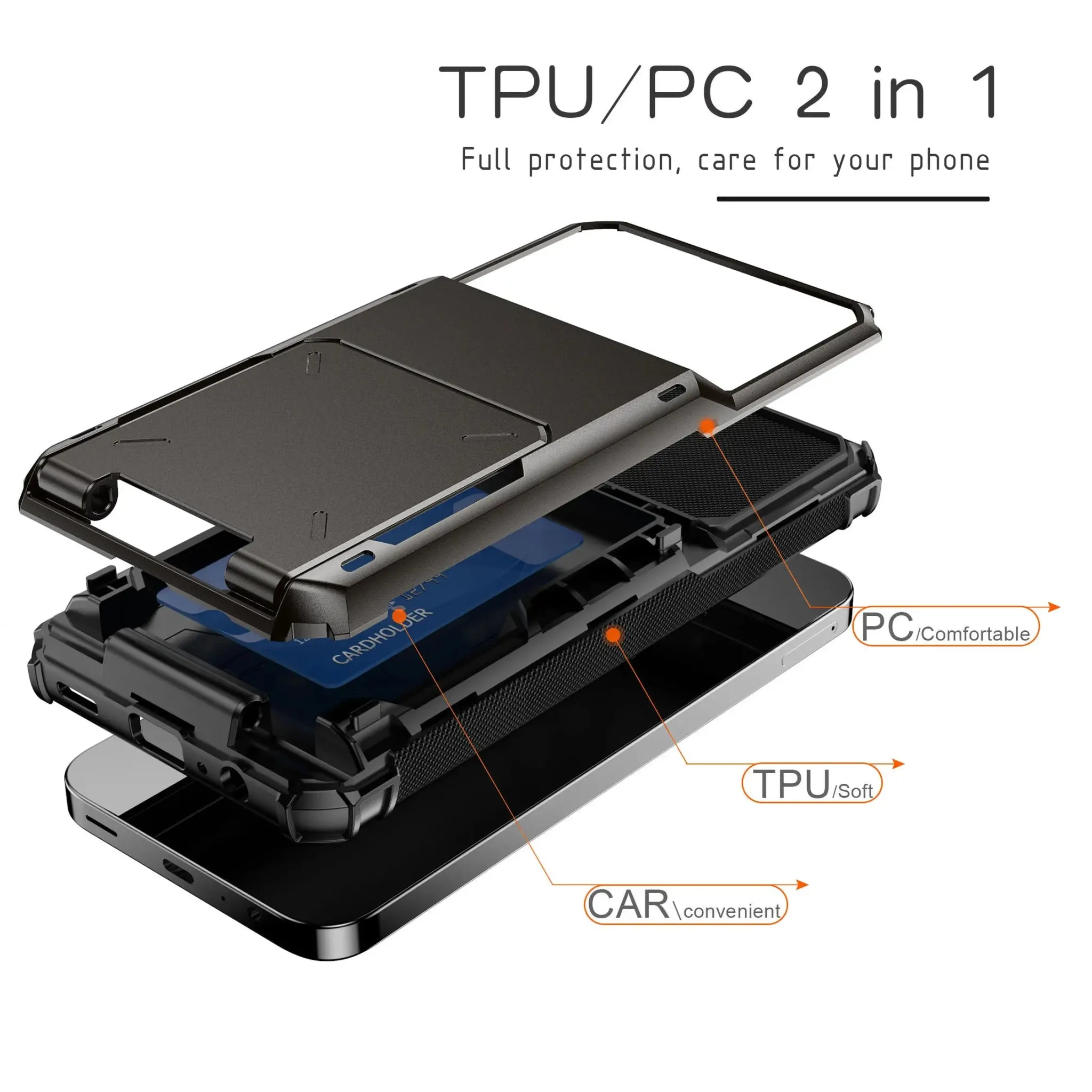 Wallet 4-Card Holder Phone Case | Galaxy A55 A35 A25 | Dual Layer Heavy Duty Shockproof
